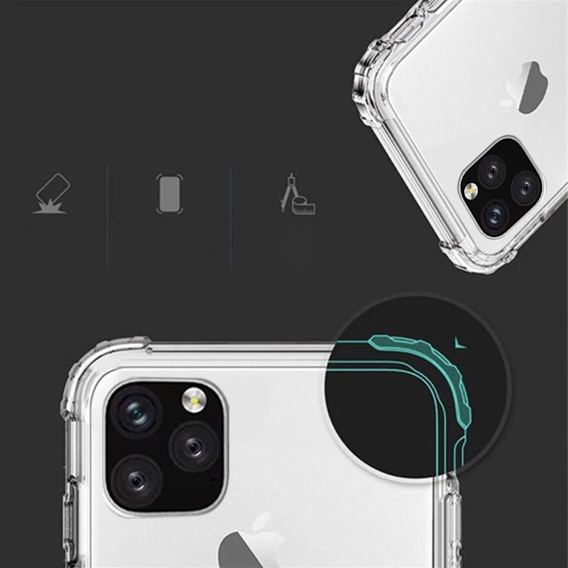Защитный чехол для iPhone 11 Pro Max, четырехугловой усиленный прозрачный силиконовый чехол для iPhone XS XR 6 6S 7 8 Plus, чехол