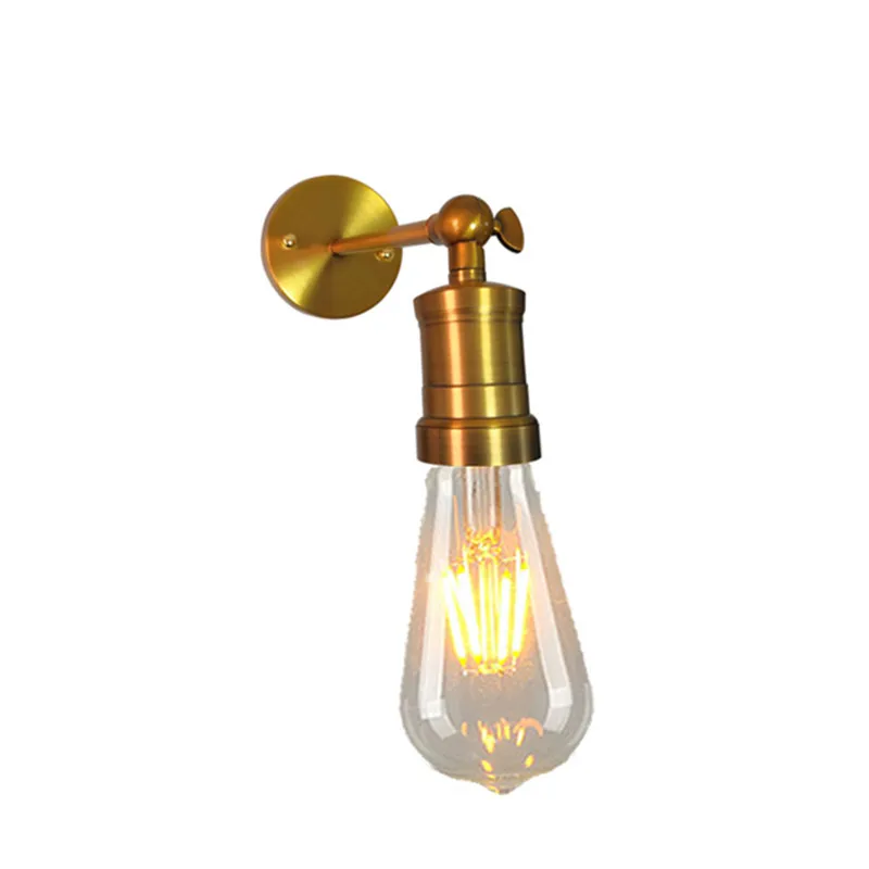 

Nordic Gold Bronze Wall Lamp American LOFT Iron Adjustable Directive Light Vintage Industrial Style Retro Bedside E27 Wall Light