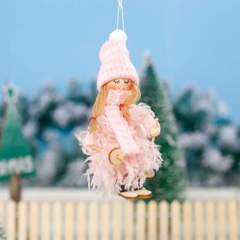 Милая кукла ангела из перьев, подвеска для девочки, Рождественская елка, подвесная подвеска, украшение для дома, рождественский подарок для детей