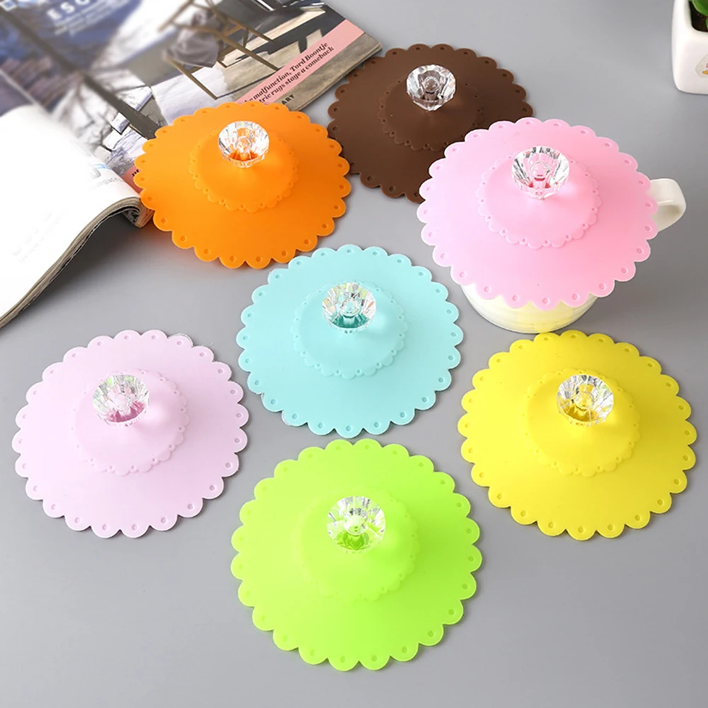 

7 Pcs Office Cute Drinking Anti Dust Cap Cup Cover Reusable Silicone Lid Leakproof Home Tea Kitchen Suction Seal Coffee Mug