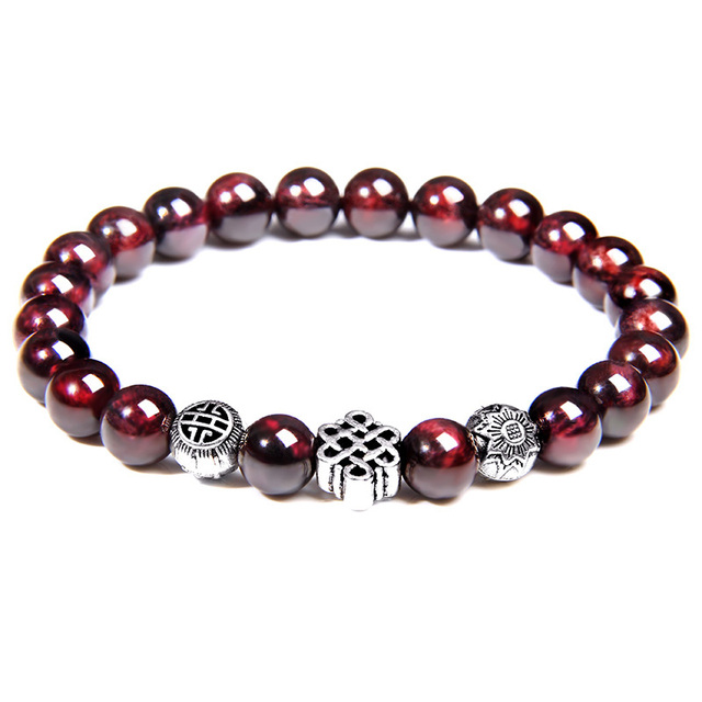 Bracelets Natural Garnet Beads Bracelet For Women Red Stone Bracelet Silver-plated Yoga Balance Pulsera Couples Jewelry Gift