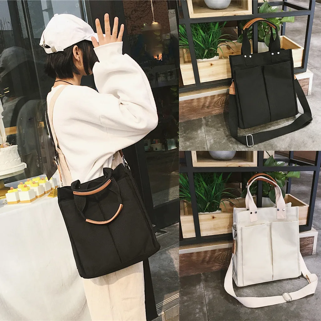 

Ladies Hand Bags Casual Canvas Women Handbag Canvas Simple Cloth Canvas Shoulder Bag Student Portable Big Bag Mini Bolsos Mujer