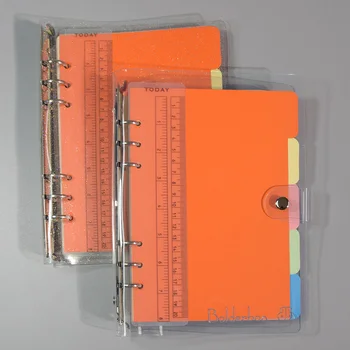 

A5 Writing Notebook Loose Leaf Binder Journal,Rainbow 6-Ring Personal Daily Planner Diary Notepad