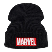 Высококачественные повседневные шапочки из хлопка с надписью Marvel для мужчин и женщин, модная вязанная зимняя шапка в стиле хип-хоп