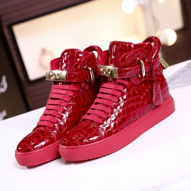 Mens Electric Red Hi-Top Sneakers