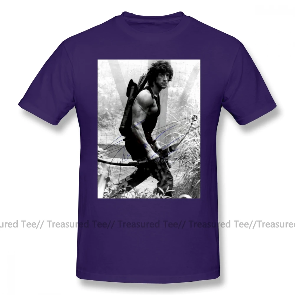 Rambo T Shirt Rambo Stallone Autographed Photo Bu FW 1980 S T-Shirt Cotton Men Tee Shirt Print Cute Plus size Streetwear Tshirt - Цвет: Purple