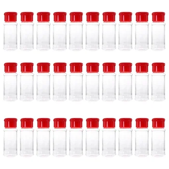 

30pcs Plastic Seasoning Bottle Spice Dispenser Pepper Shakers Salt Jar for Barbecue Kitchen (Red)