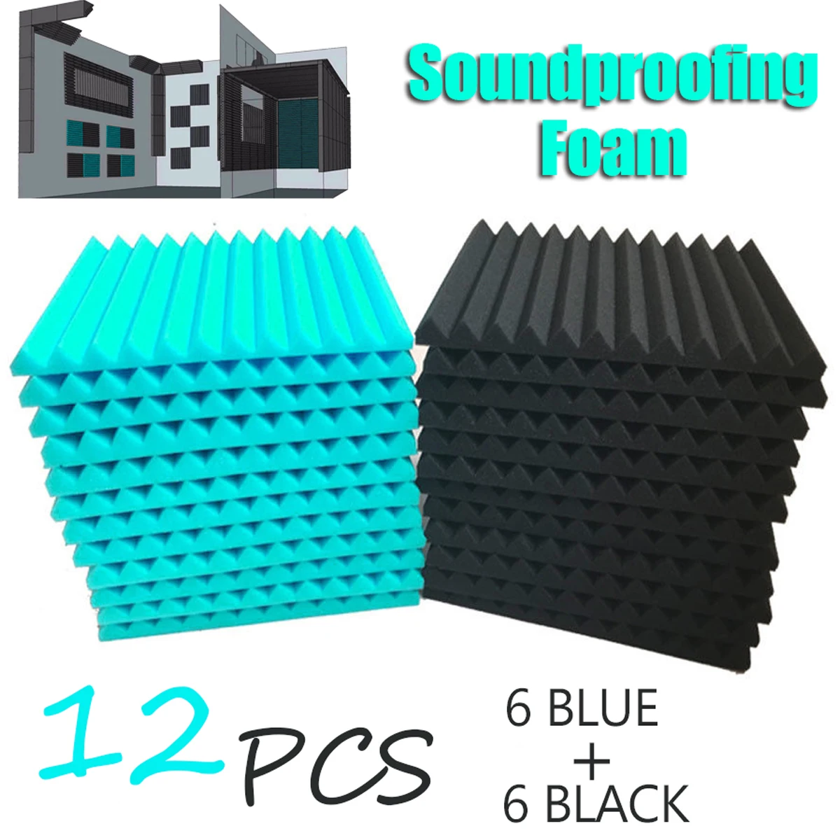 UK 12PCS Acoustic Wedge Sound-absorption Panel Soundproof Foam/Acoustic Foam NEW 