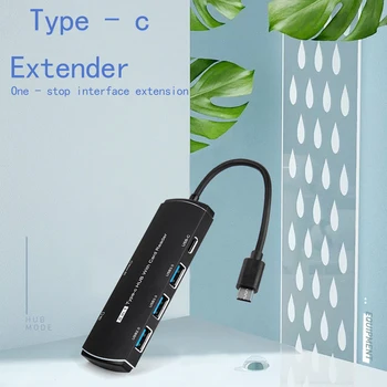 

6 in 1 USB Hub Type C 3 USB 3.0 Hub USB C Ports SD Card Reader USB Splitter Aluminum Alloy PC Laptop Notebook Hard Disk MacBook