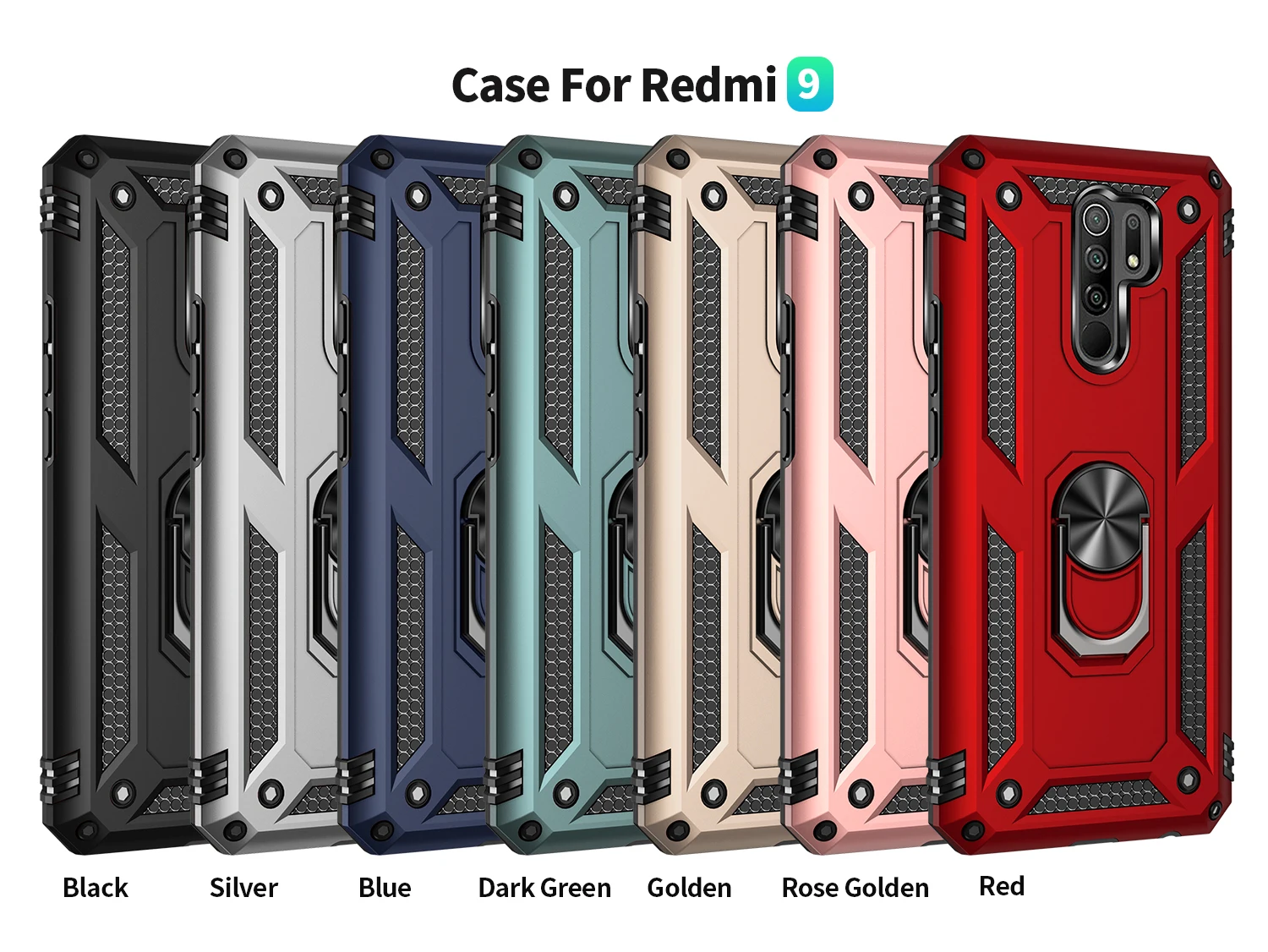 For Xiaomi Redmi 8 8A Note 8 Pro 8T Shockproof Armor Magnetic Metal Ring Stand Bumper  Phone Case Back Cover For  Redmi 9 9A 9C
