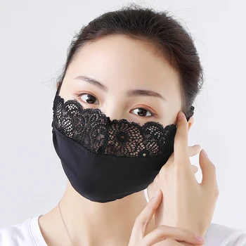 

3pcs/lot Ladies Ice Silk Masks Thin Section Anti-UV Breathable Lace Masks Washable Dust-proof Fashion Gauze Mouth Mask Sunscreen