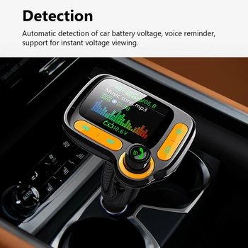 

QC3.0 Car Charger Quick AUX Interface Voltage Monitor Color Screen Car Wireless FM Transmitter MP3 Player Radio Adapter Kit