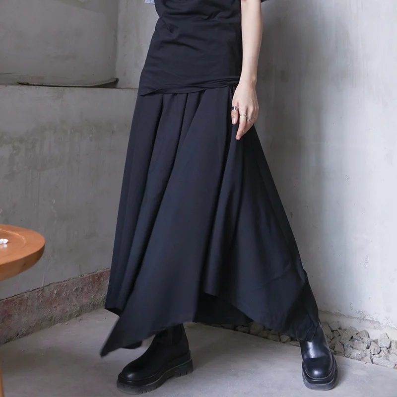 Ladies Wide Leg Pants Skirt Spring And Autumn New Dark Yamamoto Style Irregular Design Loose Large Size Wide Leg Pants