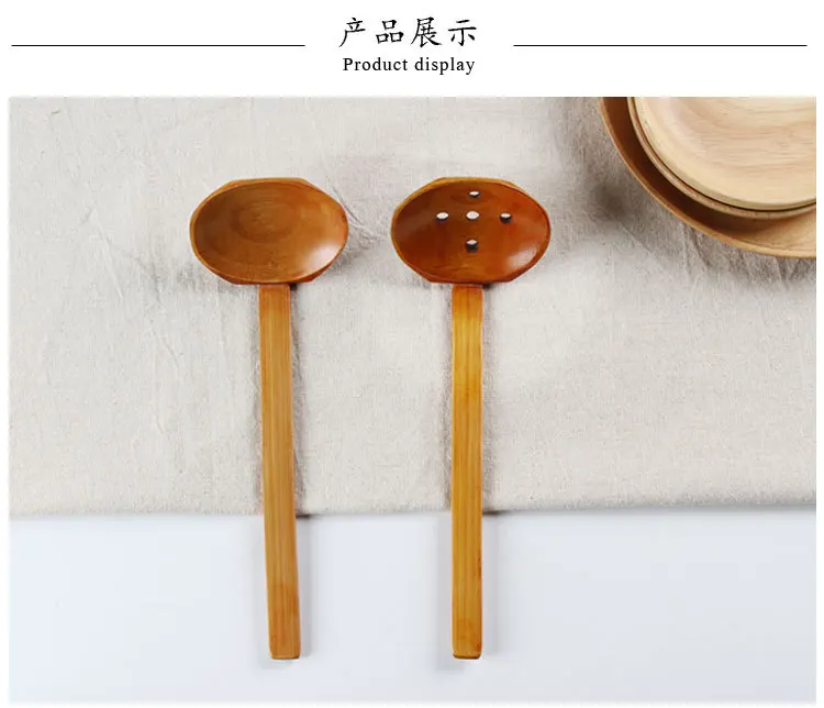 Creative Customizable Lettering Spoon Long Handle Wood Ladel Wholesale Restaurant Hotel Only Colander Hot Pot Spoon