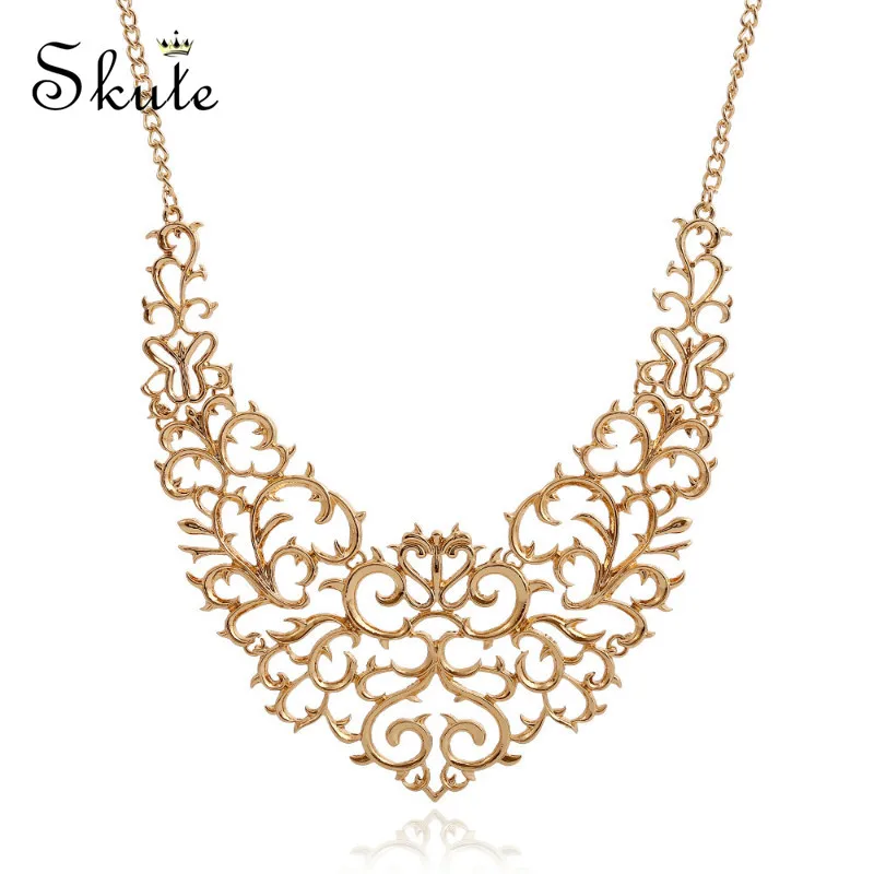 Skute Vintage Hollow Flower Statement Pendant Necklace Boho Bib Collar Choker Necklaces for Women Fashion Jewelry Collier Femme | Украшения