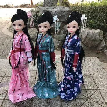 

12 movable joints Chinese tradition swordsman royal Queen Hanfu princess dress style doll toys Gift For Girl 30CM