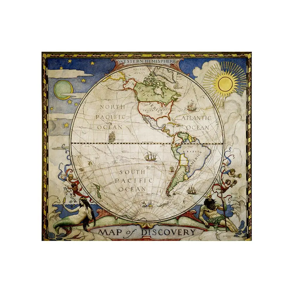 

Medieval Style Decorative Map 90x90cm Simple Non-woven No-fading World Map For Kids and Children