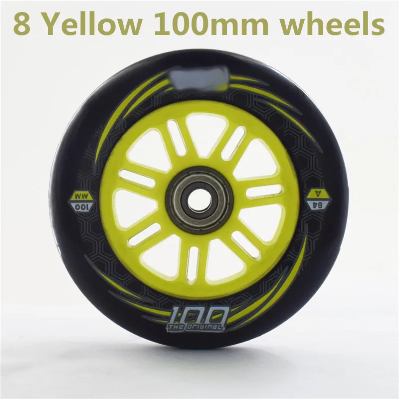 8 Yellow 100mm Супер стоит 84A 100 мм Оригинальное колесо для катания на коньках Cento 100 трек роликовые коньки Patines 4*100 мм шасси Ruedas ABEC9 - Цвет: 8 Yellow 100mm