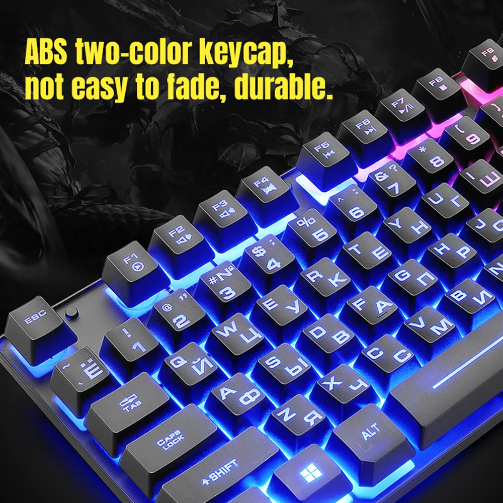 VicTsing XR992 Gaming Keyboard And Mouse Set Rainbow Backlight USB Ergonomic For PC Laptop Gamer Games Mouses And Keyboards Kit (7)