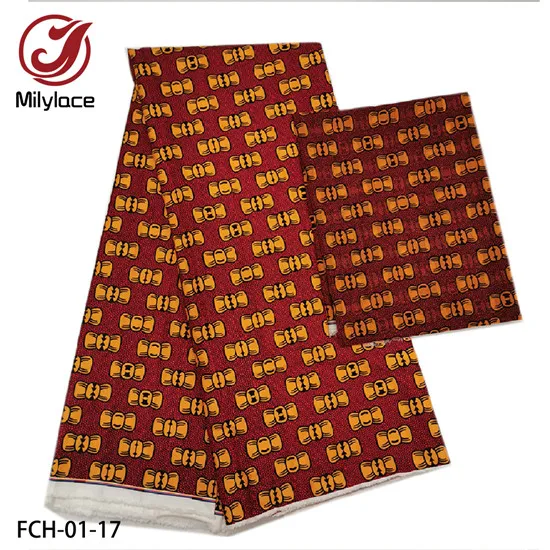 New African Printing Unique Tiancy Fabric Stretch Fabric 4 yards+ 2 yards Printing Chiffon Fabric for clothing FCH-01 - Цвет: FCH-01-17