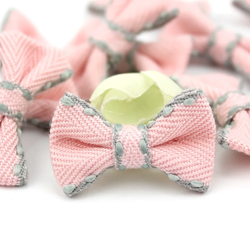 

30Pcs 2.5*3.6cm Handmade Pink Bowknot Appliques For Baby Headwear Hairpin Crafts Decor Clothes Patches Ornaments Accessories