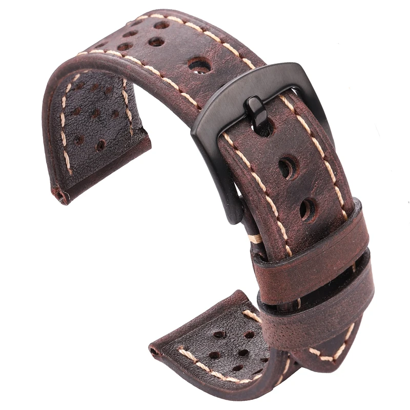 Cowhide Watchbands 20mm 22mm Genuine Leather Vintage Wrist Strap Belt For Samsung Galaxy Watch 46mm Bracelet