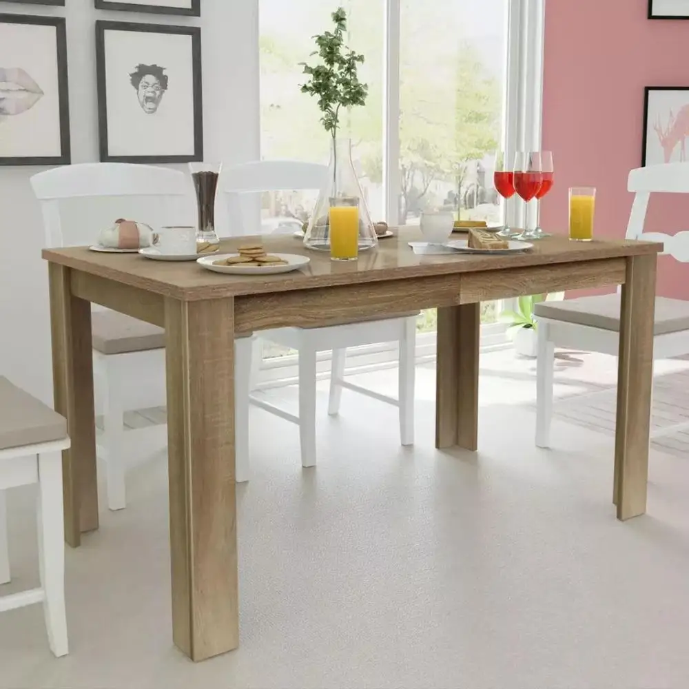 

High-Quality Dining Table 140x80x75 Cm White/wood Elegant Design Stable Durable Contemporary Modern Dining Tables Easy To Clean