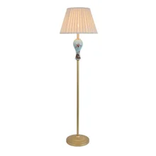 Китайская ручная роспись лотоса, керамическая напольная лампа для спальни, прикроватная гостиная, фойе, для учебы, для чтения, ночная стоящая лампа 190138