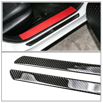 

4PCS Carbon Fiber Car Scuff Door Sill Plate Cover Panel Step Guard Protector New