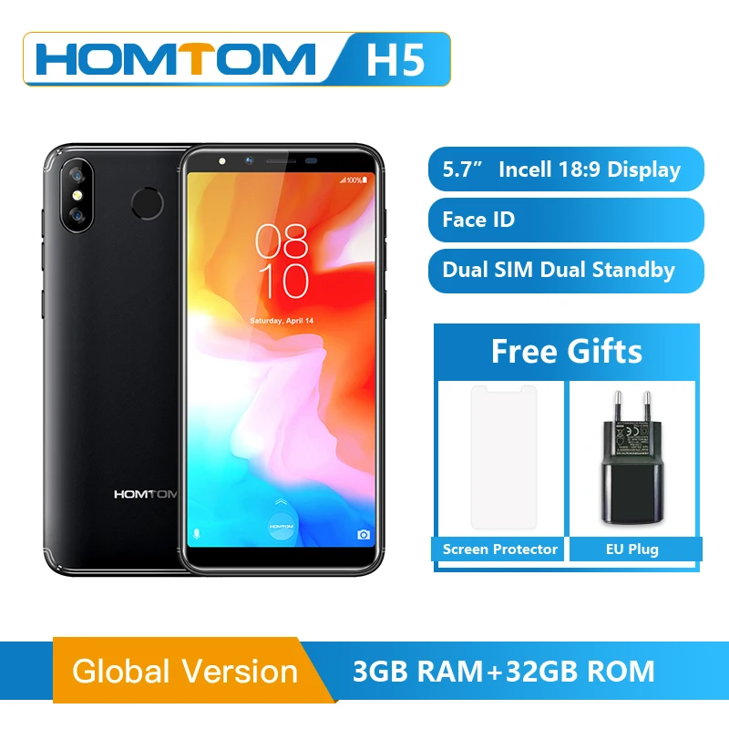 HOMTOM H5 3 ГБ 32 мобильный телефон Android 8 1 5 7 &quotincell экран Быстрая зарядка Лицо ID 13MP