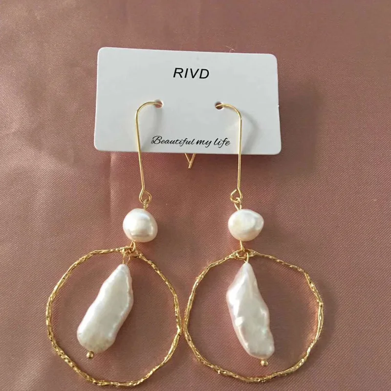 

Handmade Natural Fresh Water Baroque Pearl Drop Earrings Drop Earrings Gifts For Women Fine Jewelry