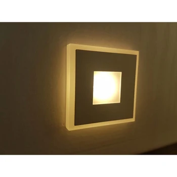 

White square LED lamp for staircase lighting 5W, 3000K Warm white, Aluminium, IP 20, backlight