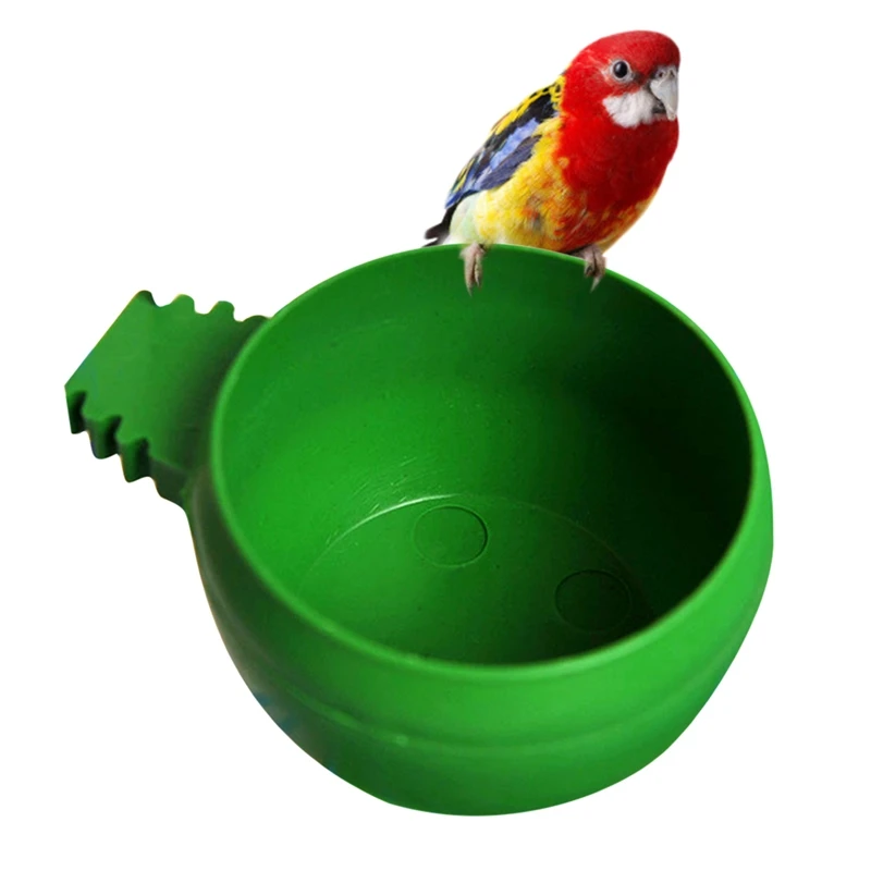 Mini Bird Parrot Food Water Bowl Feeder Plastic Pigeons Birds Cage Sand
