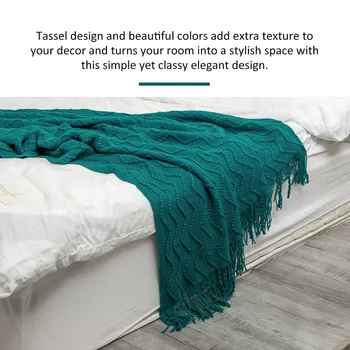 

Fashion Office Sleeping For Sofa Bed With Tassels Acrylic Knitted Warm Lightweight Grid Travel Throw Blanket Soft Cozy Couch