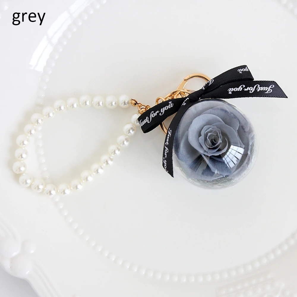 Grey 20/10 шт творческие свадебные подарочные сувениры Лот брелок жемчужный браслет висит вечная роза цветок Настоящее сухих цветов ясная акриловая коробка - Цвет: Grey