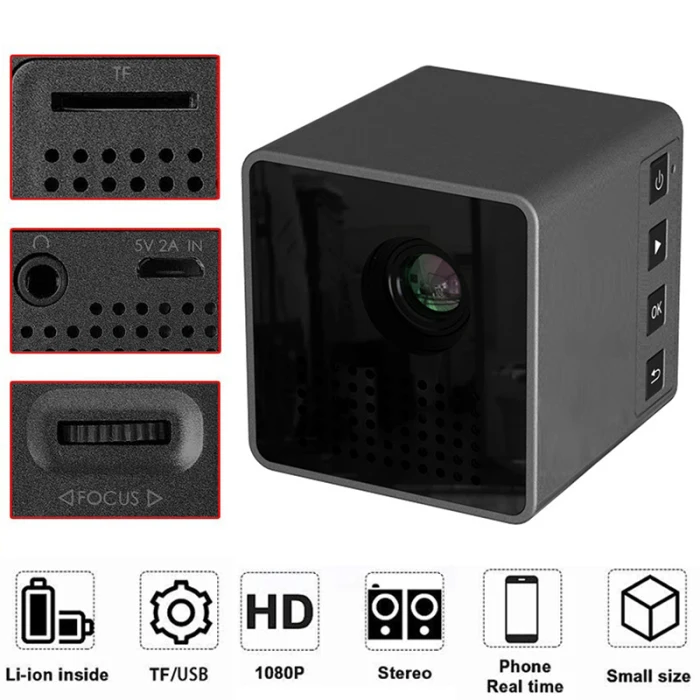 P1S мини куб проектор DLP HD 1080P домашний кинотеатр проекторы беспроводной портативный WiFi для смартфонов PUO88