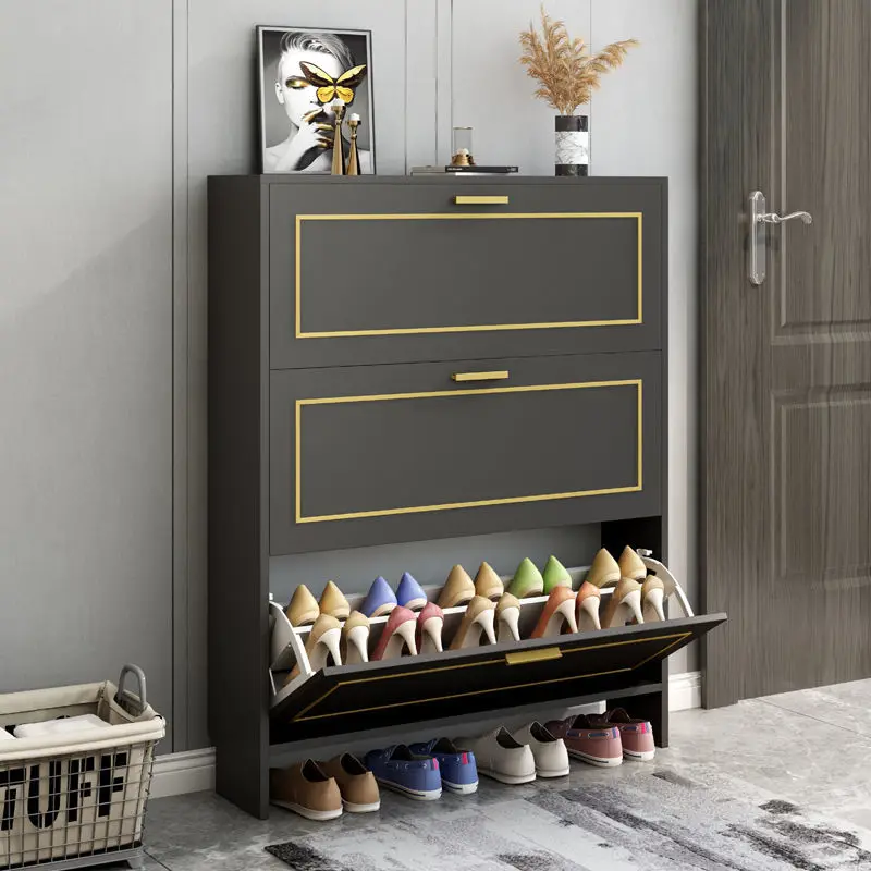 Light Luxury Shoe Cabinet Ultra-Thin High Capacity Organizer Simple Modern Small Apartment Porch Wood Rack | Мебель