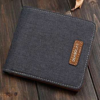 

Fashion Canvas Wallet Men Solid Young Man Slim Wallets Bifold Purse Student Soft Luxury Quality Money Clip Short Style Purses