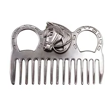 Прочные полированные аксессуары для домашних собак, гребень для лошади, устойчив к ржавчине, металлическая щетка для ухода за хвостом, гривой, пони, инструмент для чистки с брелоком