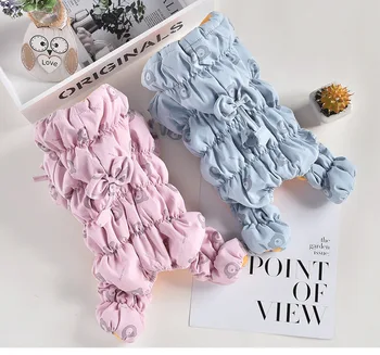 

Pet Clothes Cute Bowknot Dog Jacket Thicken Warm Cotton Slim Dog Coat