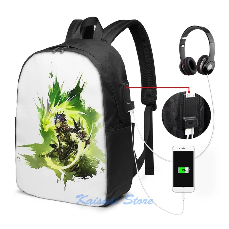 Забавный графический принт гильдии войн 2 Soulbeast USB заряд рюкзак школьные сумки Для