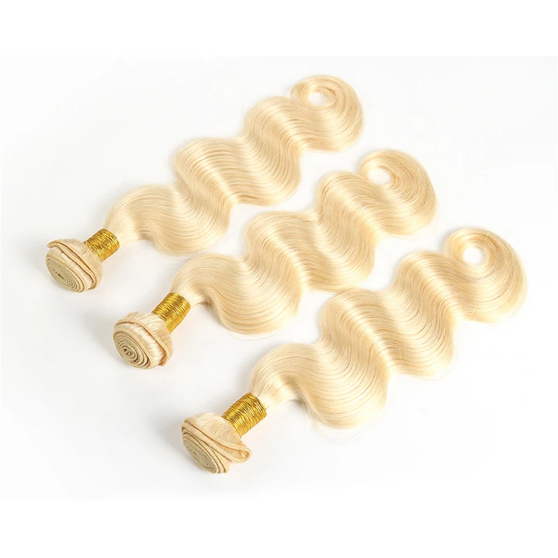 Блонд пучки волос с фронтальной оплеткой объемная волна натуральных 13х4