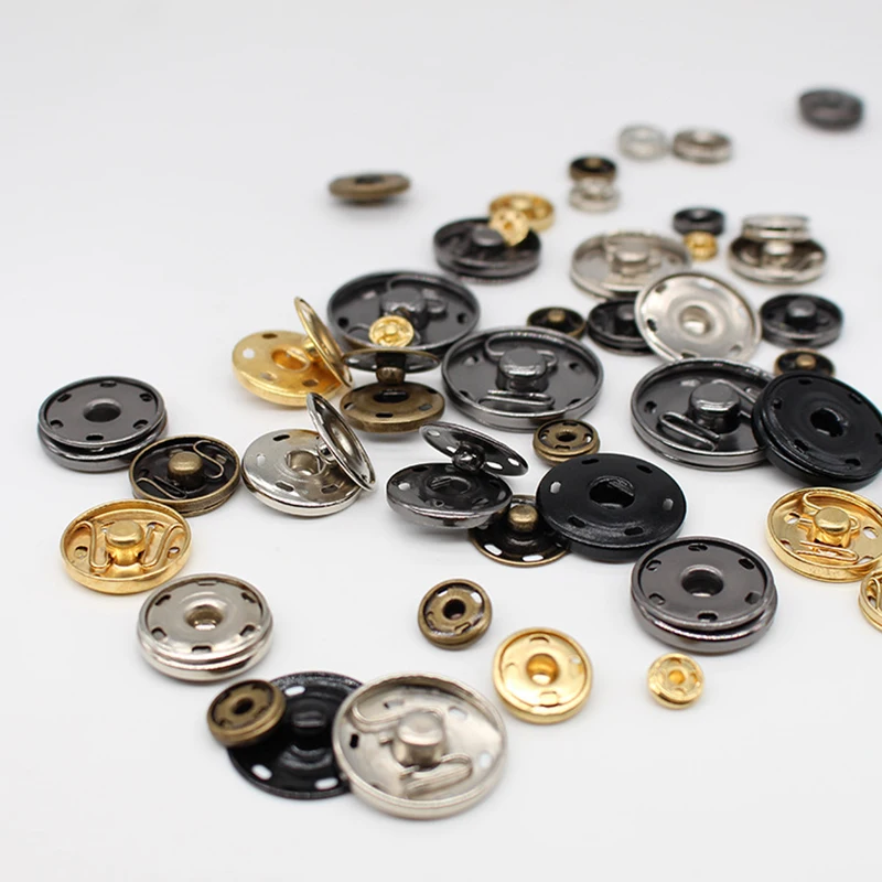 50 Pairs Snap Metal Press Buttons Fastener 7.5/10/15/21/25/30mm Round Button DIY Garment Buckles Needlework Sewing Accessories 3