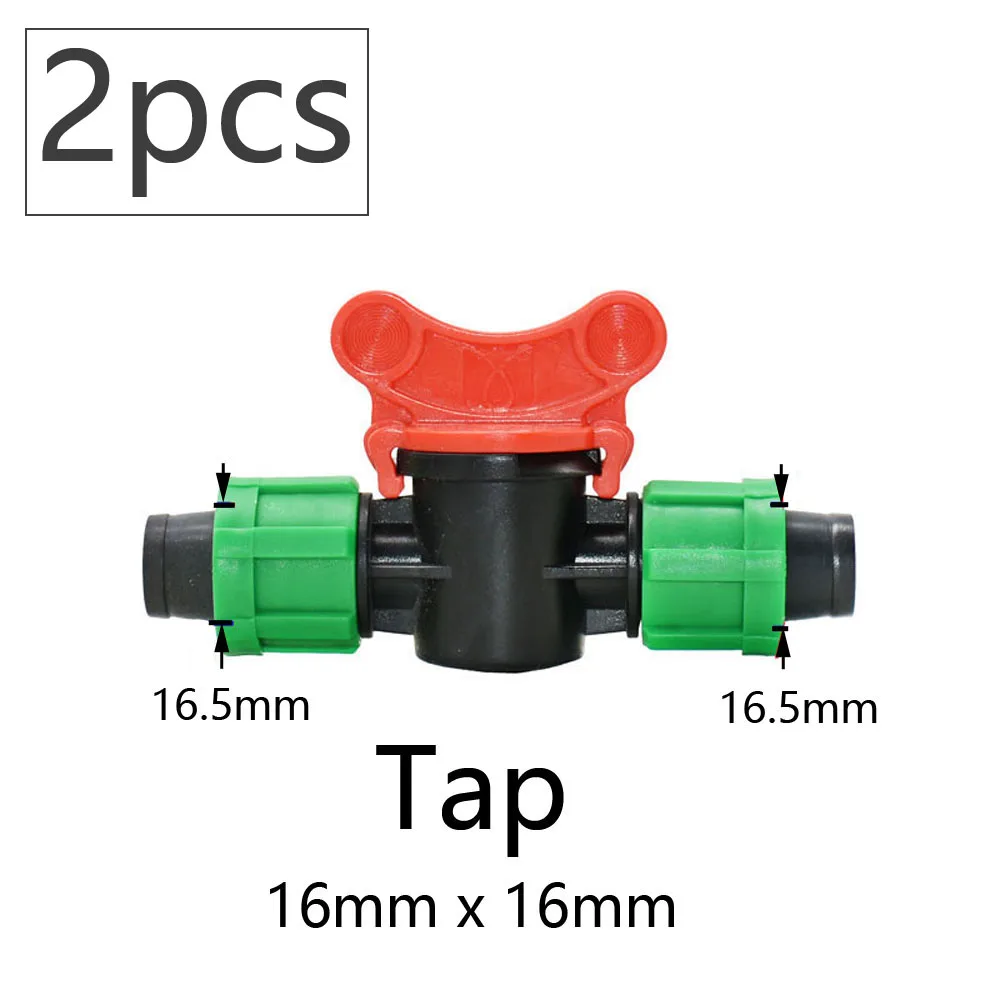 16mm 5/8'' Drip Irrigation Tape Shut-Off Valve Elbow Tee End Plug Thread Lock Connector Garden Watering Pipe Hose Joints