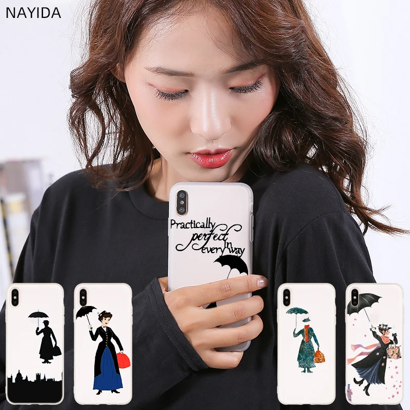 NAYIDA umbrella mary poppins Мягкий силиконовый чехол для iPhone 13 12 Mini 11 Pro XS Max XR X 8 7 6 Plus SE S с
