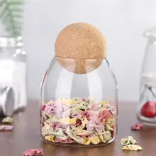 500 мл прозрачный стеклянный резервуар для хранения из боросиликатного стекла Герметичные банки пищевой контейнер для круп с пробкой(круглый шар, S