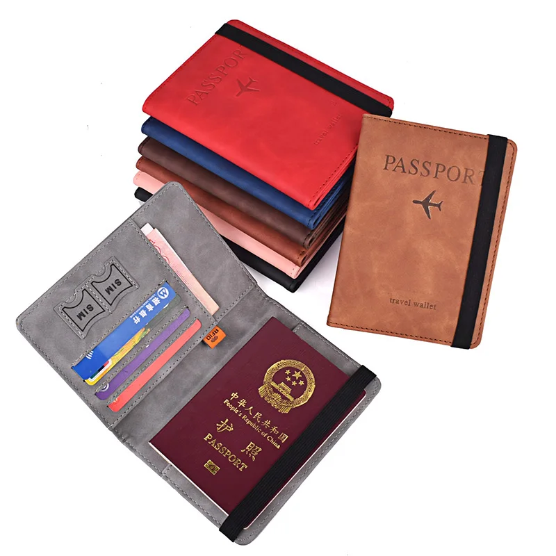 vlot naald bewijs Elastic Band Leather Passport Cover Rfid Blocking For Cards Travel Passport  Holder Wallet Document Organizer Case Men Women - Passport Covers -  AliExpress