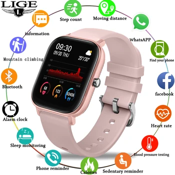 

LIGE 2020 New Smart Watch Men and Women Heart Rate Blood Pressure Monitor Sport waterproof Fitness Tracker reloj inteligente+Box