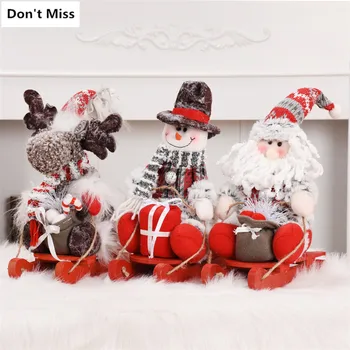 

Christmas Doll New Year Decoration Sled Santa Claus Snowman Elk Figures Xmas Decor Accessories Christmas Party Decorations Natal