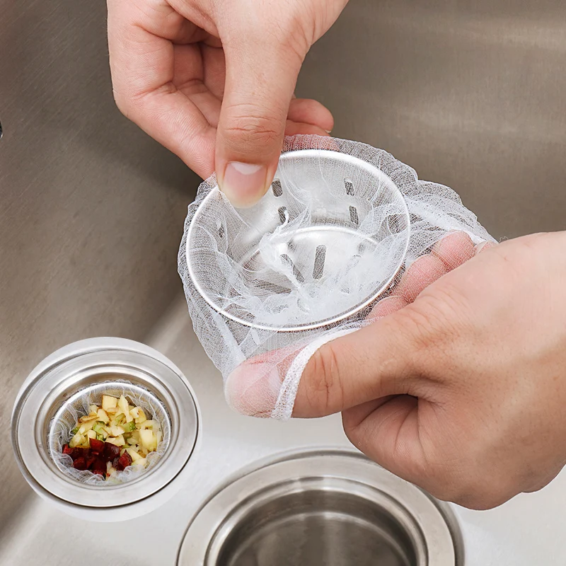 

50/100Pcs Disposable Kitchen Sink Drain Bag Hair Rubbish Storage Washing Residue Mesh Bag Strainers for Home Restaurant